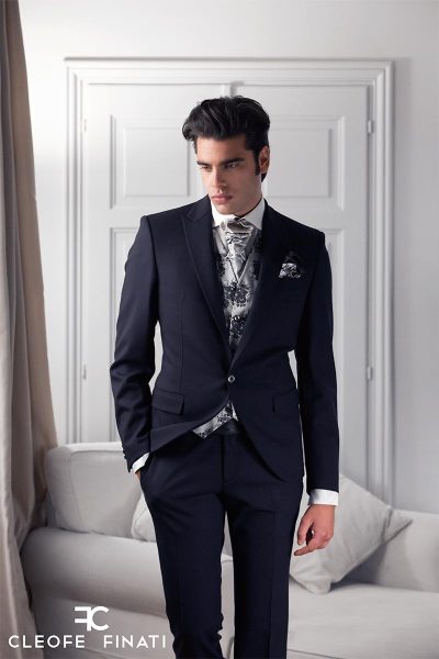 Classic midnight blue wedding suit 100% made in Italy by Cleofe Finati