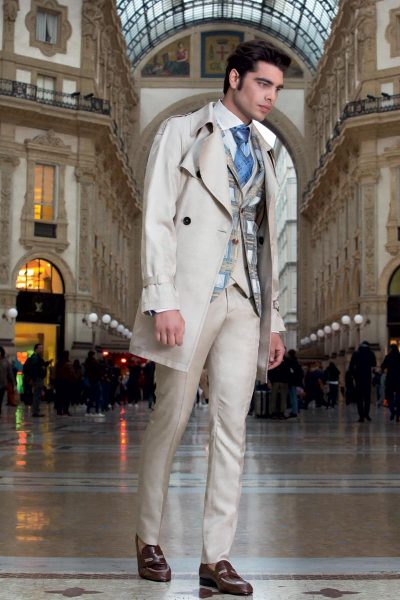 Waistcoat vest glamour men's suit tartan gold havana 100% made in Italy by Cleofe Finati