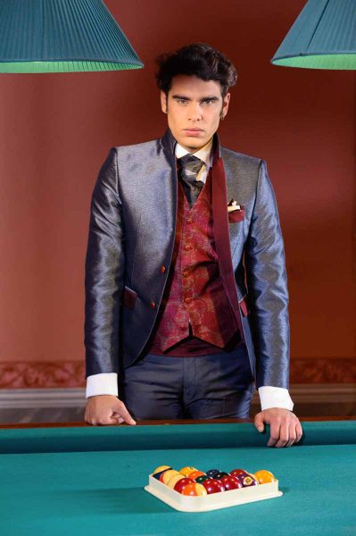Men’s suit glamour luxury lead and red 100% made in Italy by Cleofe Finati
