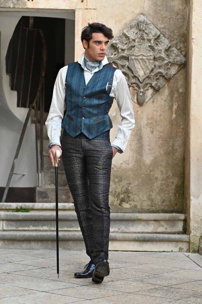 Abito da uomo lusso glamour blu nero made in Italy 100% by Cleofe Finati