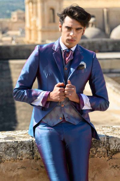 Abito da uomo lusso glamour blu bordeaux made in Italy 100% by Cleofe Finati