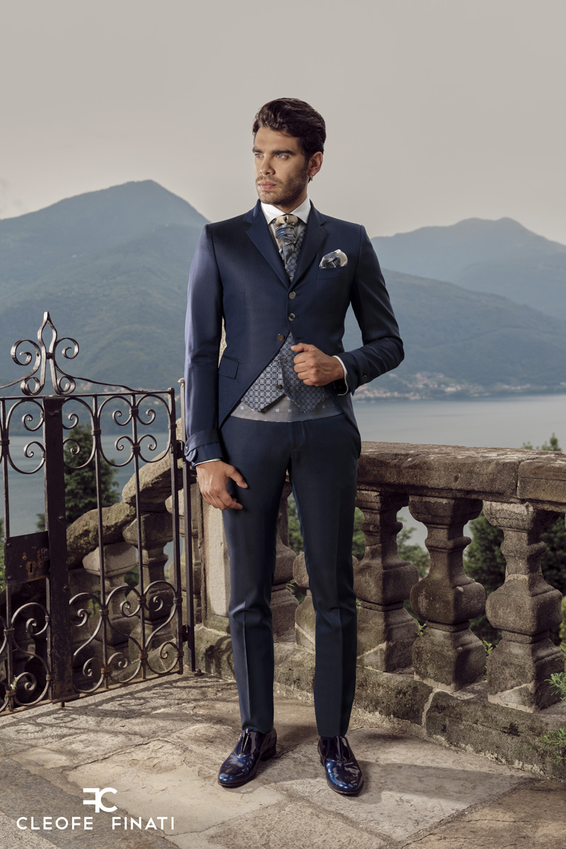 Classic navy blue wedding suit 100% made in Italy