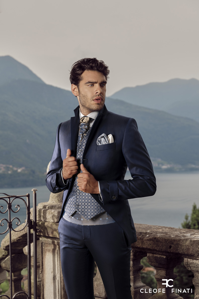 Classic navy blue wedding suit 100% made in Italy