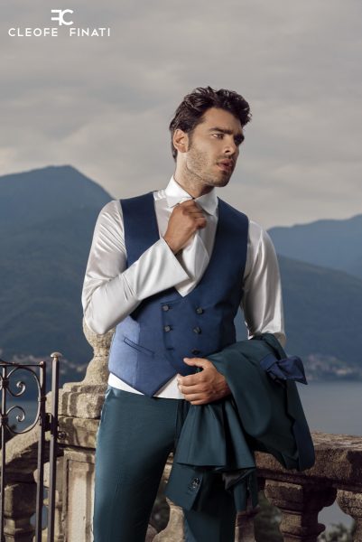 Abito da sposo fashion verde blu made in Italy 100% by Cleofe Finati