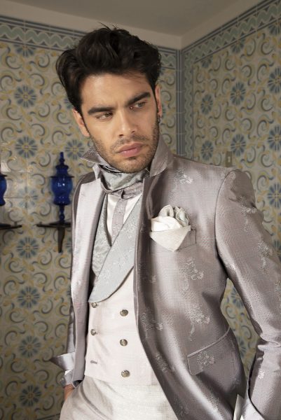 Glamorous luxury men's suit sage pink 100% made in Italy by Cleofe Finati