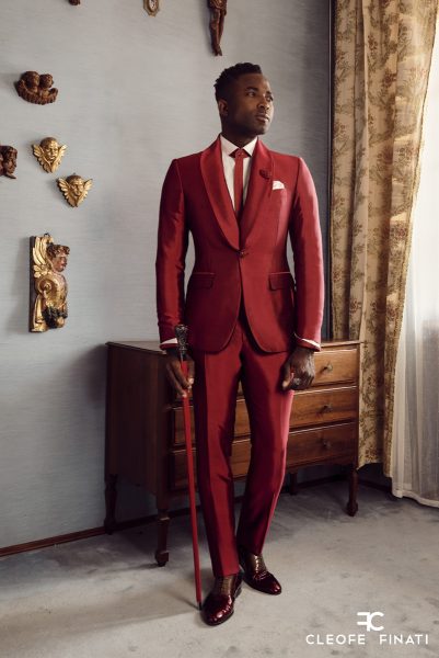 Luxury glamour red men's suit 100% made in Italy by Cleofe Finati