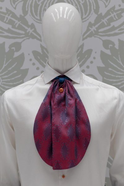 Plastron dandy rosso azzurro abito da uomo glamour blu bordeaux made in Italy 100% by Cleofe Finati