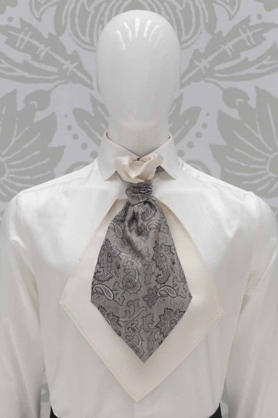 Plastron panna grigio abito da sposo marsina nero made in Italy 100% by Cleofe Finati
