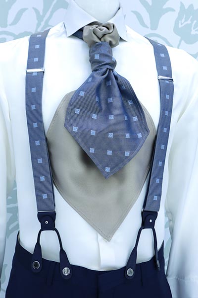 Midnight blue suspenders fashion wedding suit navy blue 100% made in Italy by Cleofe Finati
