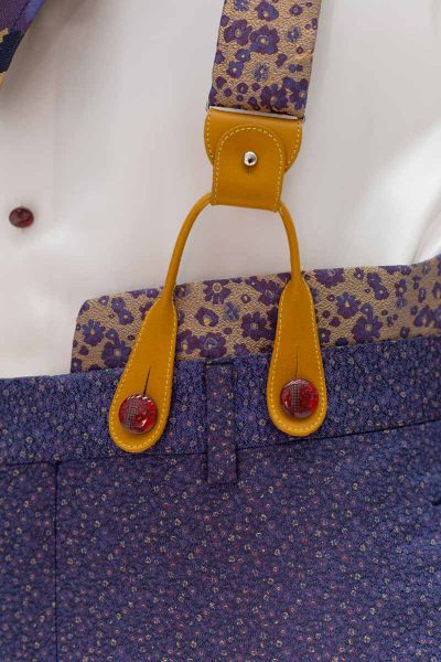 Blue ochre suspenders for man glamour blue navy men's suit 100% made in Italy by Cleofe Finati