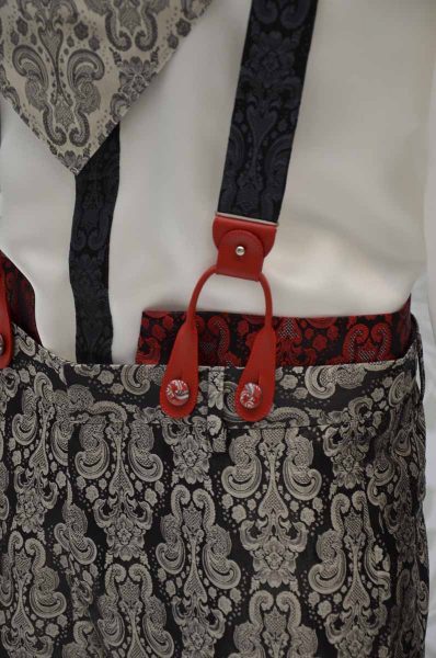Bretelle nero inchiostro abito da uomo glamour nero rosso rubino ecru made in Italy 100% by Cleofe Finati