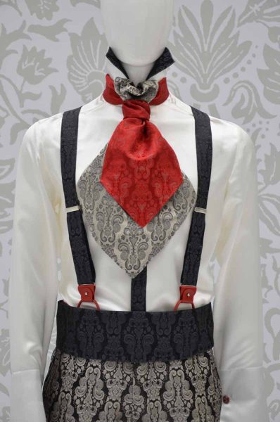 Suspenders ink black glamour men’s suit black ruby red ecru 100% made in Italy by Cleofe Finati