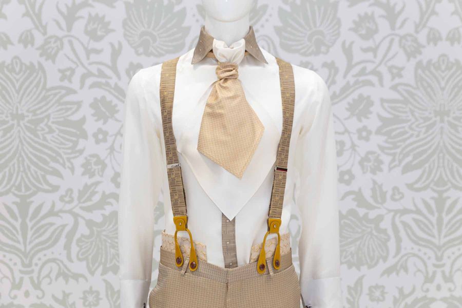 Golden honey suspenders glamour men’s suit gold 100% made in Italy by Cleofe Finati