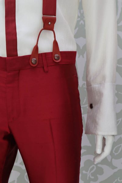 Bretelle rosso abito da uomo glamour rosso made in Italy 100% by Cleofe Finati