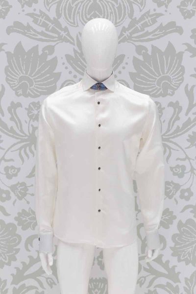 Cream shirt glamour men’s suit light blue 100% made in Italy by Cleofe Finati