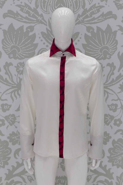 Cream shirt glamour men's suit pomace burgundy turquoise 100% made in Italy by Cleofe Finati