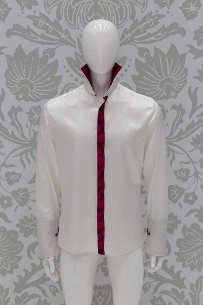 Cream shirt glamour men's suit pomace burgundy turquoise 100% made in Italy by Cleofe Finati