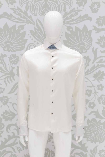 Cream shirt glamour men's suit blue black 100% made in Italy by Cleofe Finati