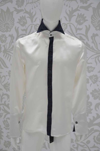 Camicia panna abito da uomo glamour blu notte ecru made in Italy 100% by Cleofe Finati