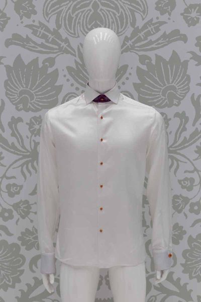 Camicia bianco ottico abito da uomo glamour blu bordeaux made in Italy 100% by Cleofe Finati