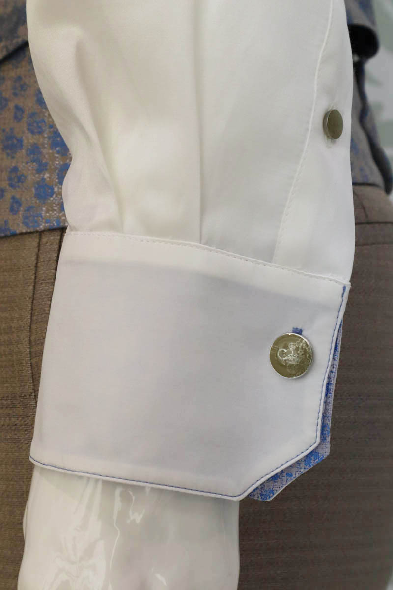 Cream shirt glamour men's suit white light blue 100% made in Italy