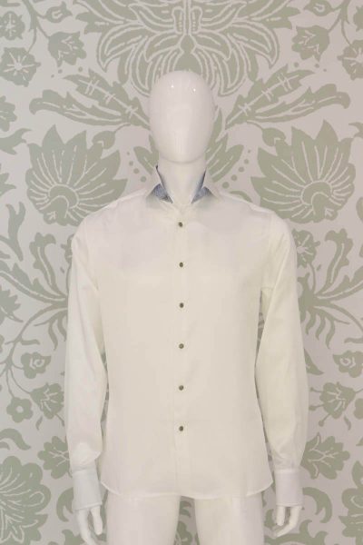 Cream shirt glamour men's suit white light blue 100% made in Italy by Cleofe Finati