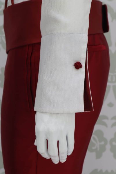 Camicia panna abito da uomo glamour rosso made in Italy 100% by Cleofe Finati
