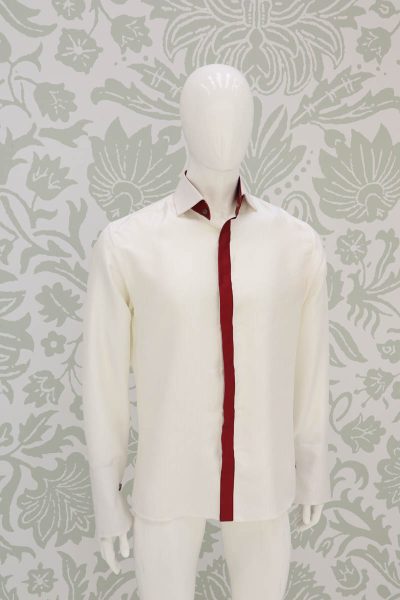 Camicia panna abito da uomo glamour rosso made in Italy 100% by Cleofe Finati