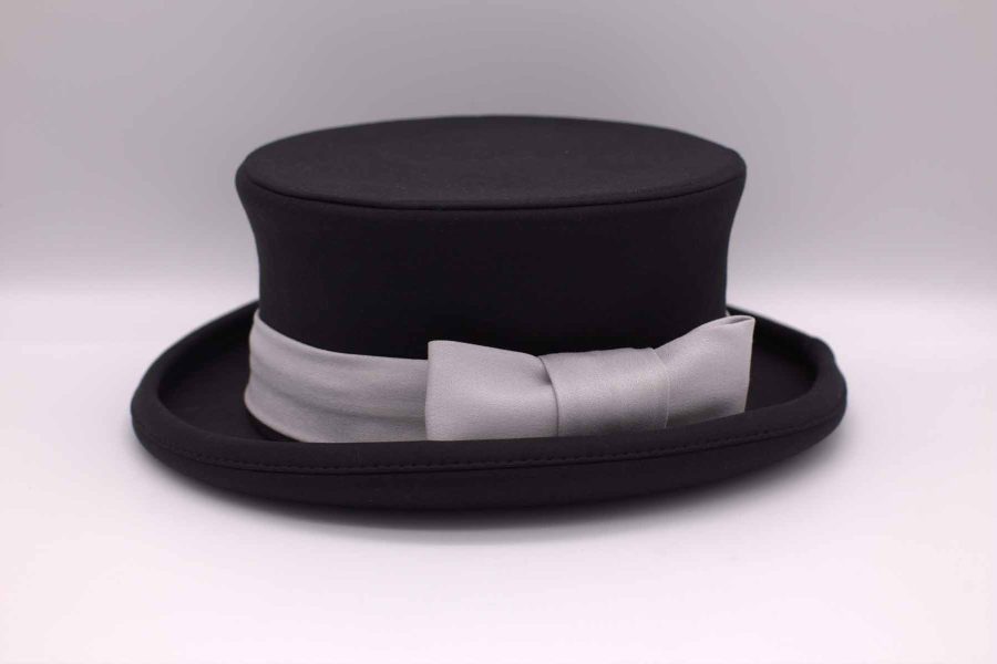 Cappello cilindro demi abito da uomo glamour nero e bianco silver made in Italy 100% by Cleofe Finati