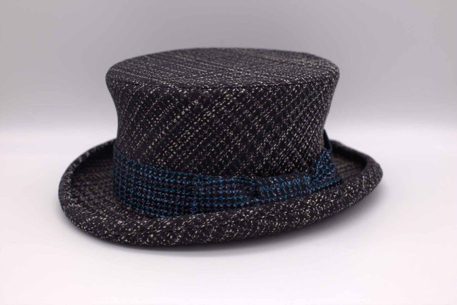 Cappello cilindro demi abito da uomo glamour blu nero made in Italy 100% by Cleofe Finati