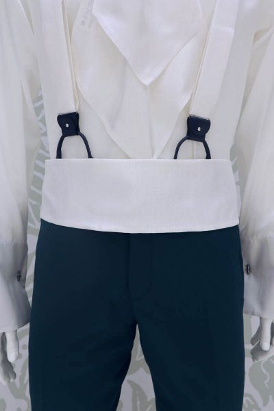 Cintura fascia in tessuto bianco abito da sposo fashion verde blu made in Italy 100% by Cleofe Finati