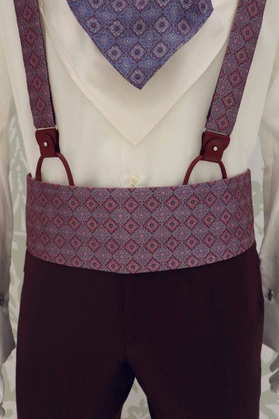 Cintura fascia in tessuto bordeaux rosa azzurro abito da sposo fashion bordeaux made in Italy 100% by Cleofe Finati