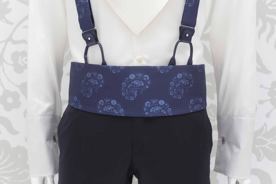 Midnight blue fabric belt for fashion wedding suit midnight blue 100% made in Italy by Cleofe Finati