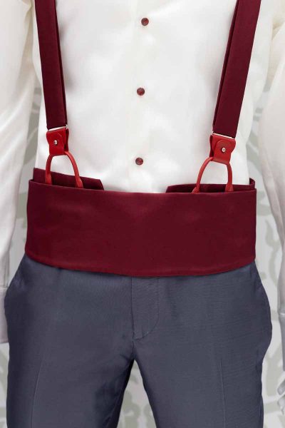 Cintura fascia in tessuto rosso abito da uomo glamour piombo e rosso made in Italy 100% by Cleofe Finati