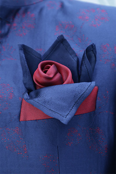 Doppio fazzoletto pochette nero rosso abito da sposo linea marsina Limited Edition blu made in Italy 100% by Cleofe Finati