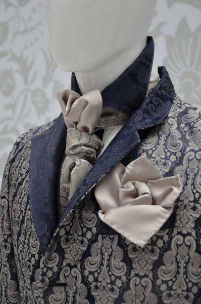 Doppio fazzoletto pochette sabbia avorio abito da uomo glamour blu notte ecru made in Italy 100% by Cleofe Finati