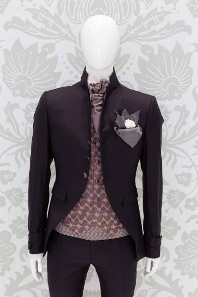 Brown fashion wedding suit 100% made in Italy by Cleofe Finati