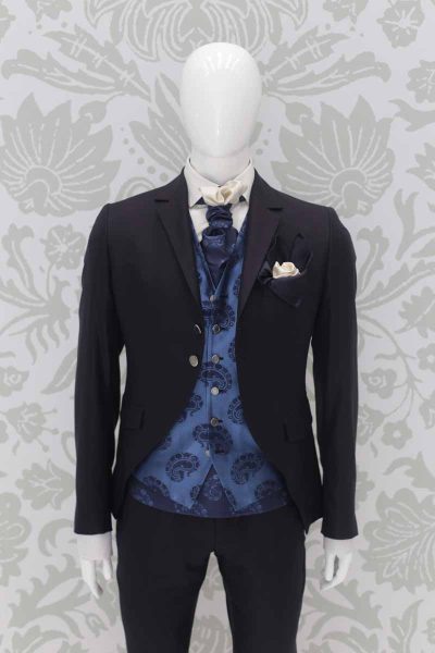 Blue midnight fashion wedding suit jacket 100% made in Italy by Cleofe Finati