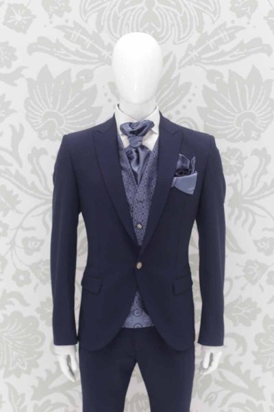 Classic midnight blue wedding suit jacket 100% made in Italy by Cleofe Finati