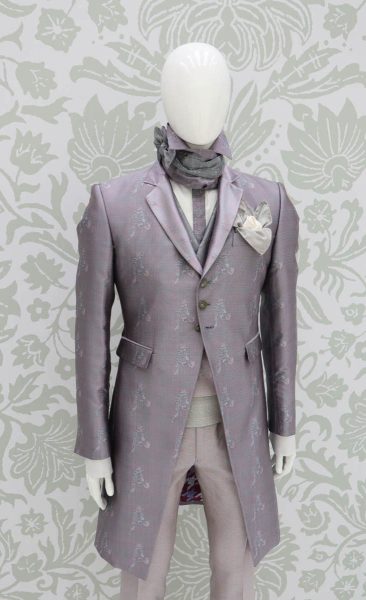 Glamorous luxury men's suit jacket ice grey 100% made in Italy by Cleofe Finati