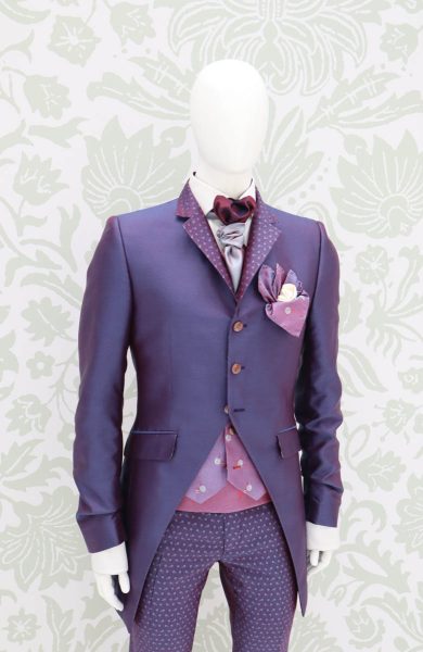 Glamorous luxury blue purple men’s suit jacket 100% made in Italy by Cleofe Finati