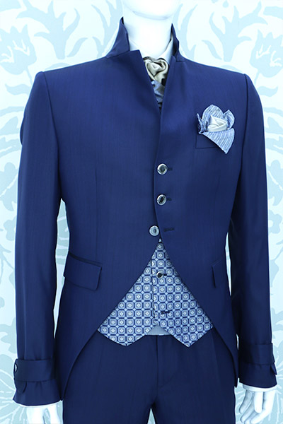 Fashion navy blue wedding suit jacket 100% made in Italy by Cleofe Finati