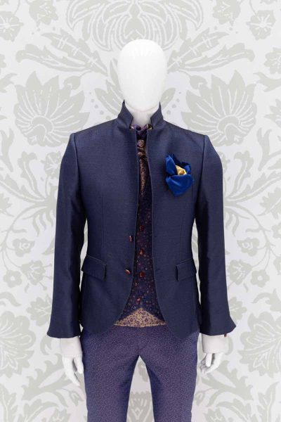 Navy blue luxury men's suit jacket 100% made in Italy by Cleofe Finati