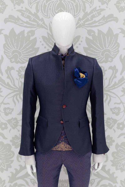 Giacca abito da uomo glamour lusso blu navy made in Italy 100% by Cleofe Finati