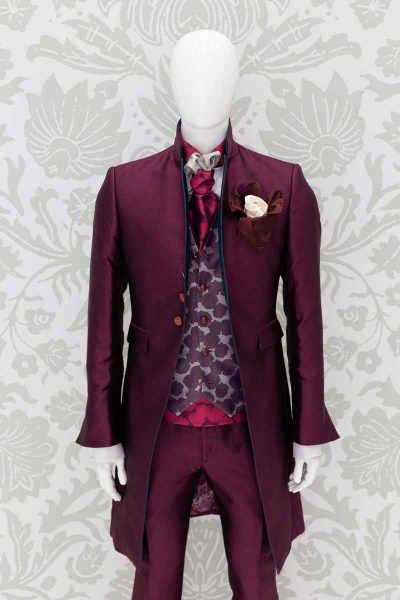 Giacca abito da uomo glamour vinaccia bordeaux turchese made in Italy 100% by Cleofe Finati