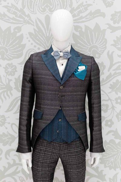 Luxury men’s suit glamour black blue 100% made in Italy by Cleofe Finati