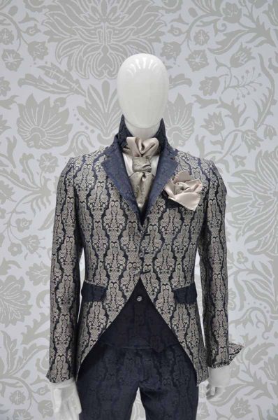 Glamour luxury men's suit jacket midnight blue ecru 100% made in Italy by Cleofe Finati