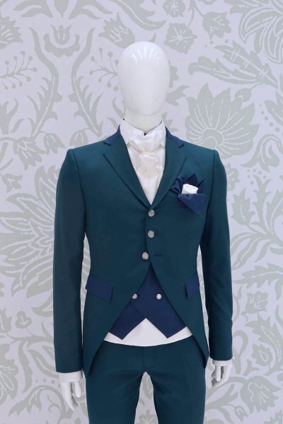 Giacca abito da sposo fashion verde petrolio blu navy made in Italy 100% by Cleofe Finati