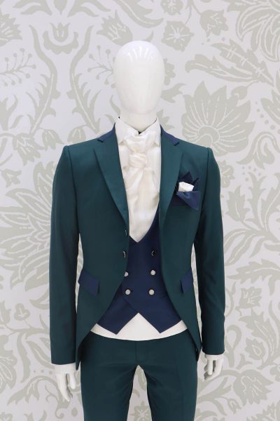 Giacca abito da sposo fashion verde petrolio blu navy made in Italy 100% by Cleofe Finati