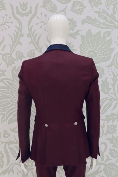 Fashion burgundy wedding suit jacket 100% made in Italy by Cleofe Finati